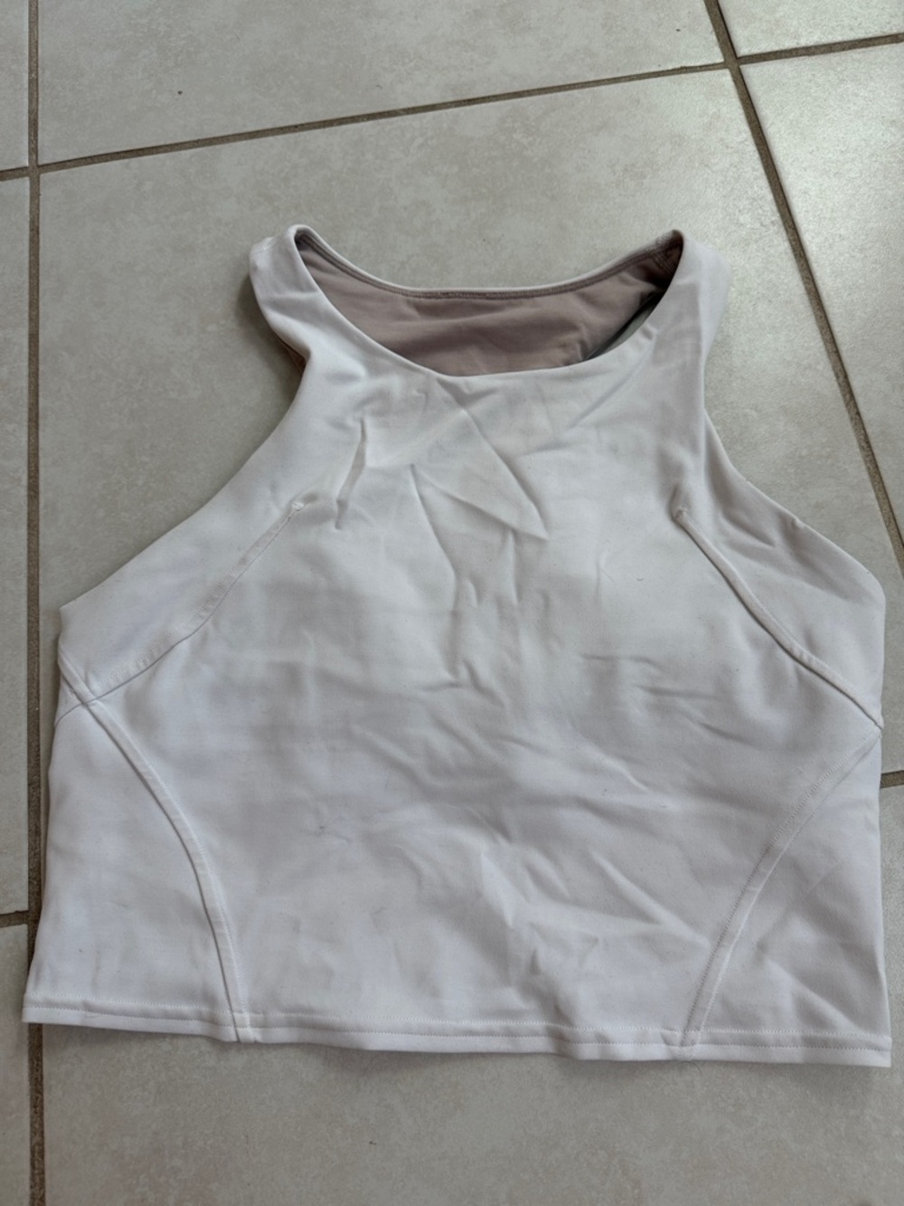 lululemon athletica White and Taupe Racerback Tank Top - Picture 2 of 3